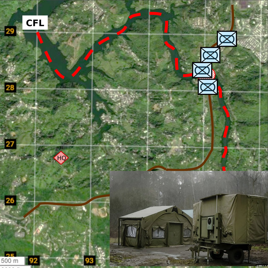 The enemy command post calling for fire support from a higher headquarters.